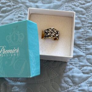Premier Designs Black and Gold Women's Ring